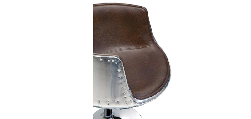 Chaise longue - Cadeira design - Similicouro e metal - Cognac