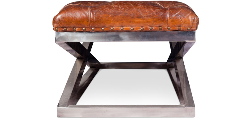 Banc en acier - Tapissé en cuir - Churchill