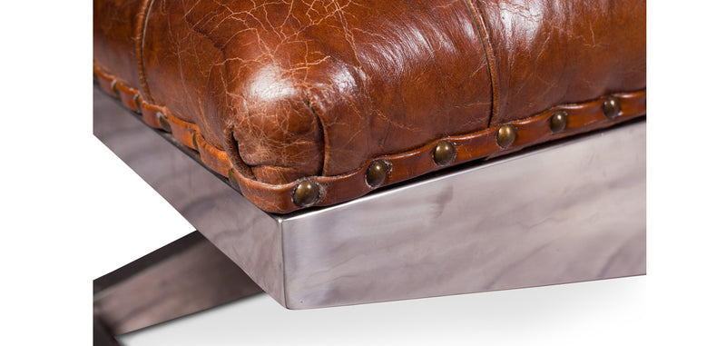 Banc en acier - Tapissé en cuir - Churchill