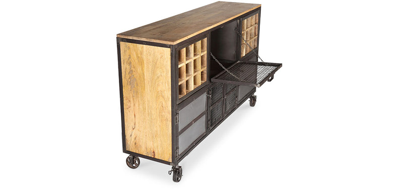Buffet à vin avec roues - Design industriel - Avara