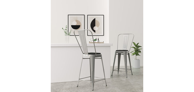 Banco de bar com encosto - design industrial - 60cm - Stylix