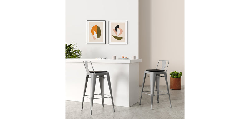 Set of 4 bar stools with backrest - Industrial design - 60cm - New edition - Stylix