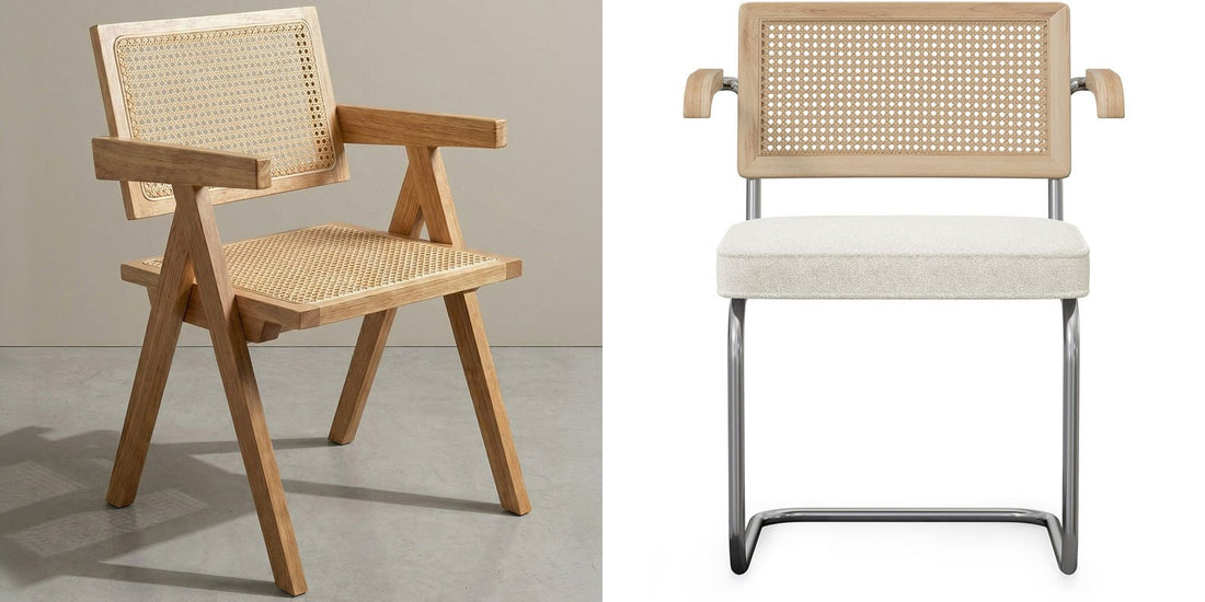 Kane cane rattan dining chair and Birey cantilever chair with cane backrest, Deko District