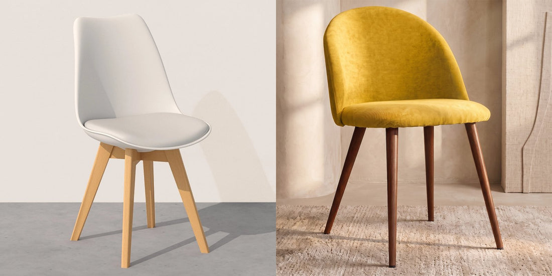 Denisse Scandinavian dining chair and Evelyne upholstered dining chair, Deko District