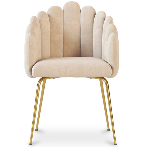 Dining Chair Shell Glam design in Velvet - Golden Legs - Shell - gallery 1