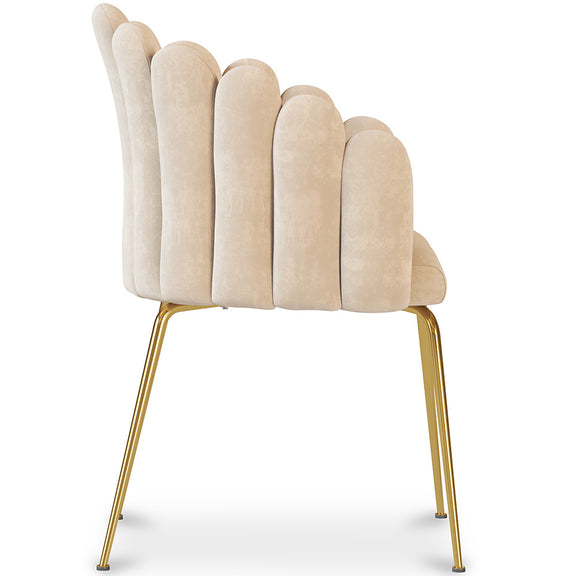 Dining Chair Shell Glam design in Velvet - Golden Legs - Shell - gallery 6