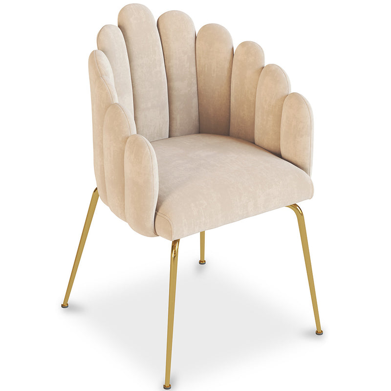 Dining Chair Shell Glam design in Velvet - Golden Legs - Shell - gallery 7