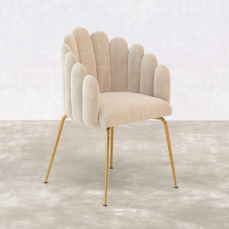 Dining Chair Shell Glam design in Velvet - Golden Legs - Shell - gallery 4