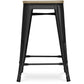 Industrialny stołek barowy - drewno i stal - 61cm - Stylix