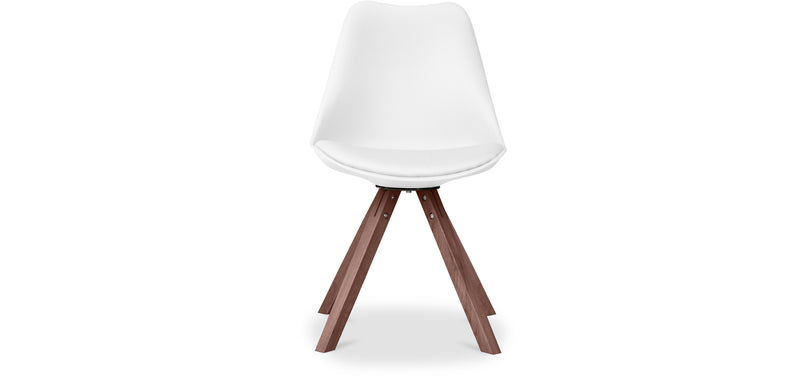 Cadeira de sala de jantar Denisse, estilo escandinavo, design premium, pernas escuras, com almofada