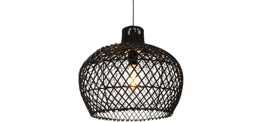 Lustre de plafond en rotin noir - Suspension de style Boho Bali - Cham