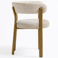 Living room armchair with armrests upholstered in Chenille  – Oak-effect legs – Ergonomic and modern design – Okare