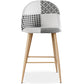 Tabouret Tapissé Patchwork - Style Scandinave - Noir et Blanc - 63cm-  Evelyne