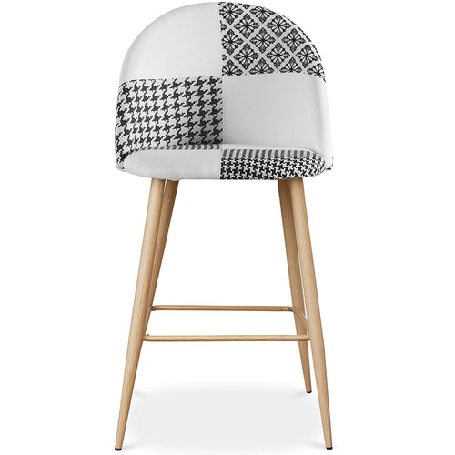 Tabouret Tapissé Patchwork - Style Scandinave - Noir et Blanc - 63cm-  Evelyne