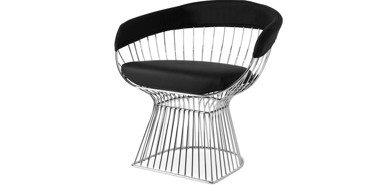 Chaise de salle à manger avec accoudoirs - Cuir et métal - Barrel