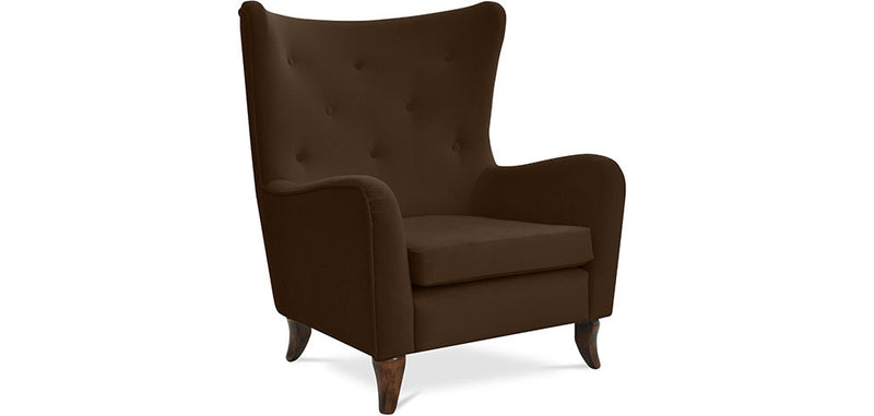 Cadeirão de design vintage Katrine com capitoné - Tecido