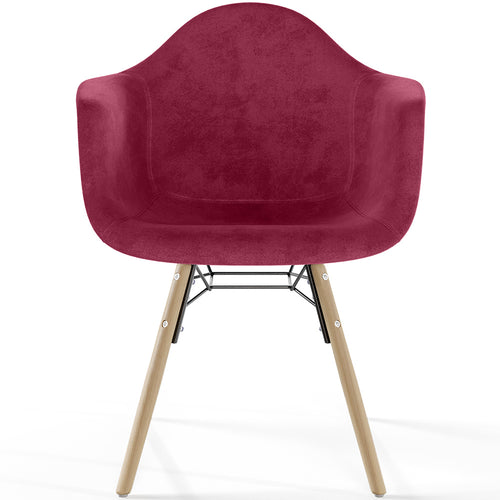Chaise de salle à manger en velours - Design scandinave et pieds en bois - Nordika