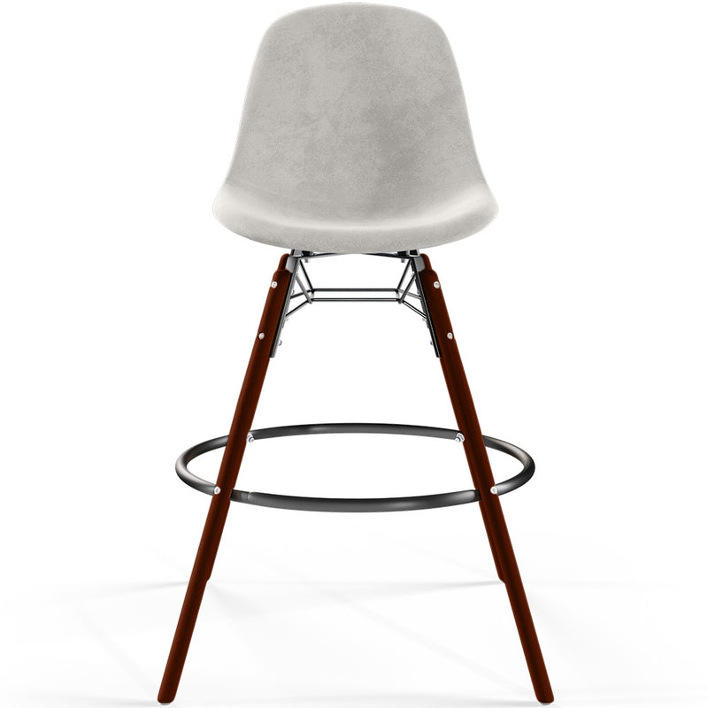 Velvet Bar Stool - Scandinavian Design and Dark Wood Legs - Skögur