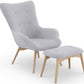 Armchair with Footrest - Linen Upholstery - Huda