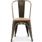 Cadeira de jantar Stylix com design industrial em metal e madeira clara - Nova edição