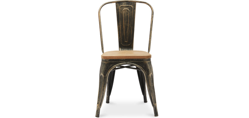 Cadeira de jantar Stylix com design industrial em metal e madeira clara - Nova edição