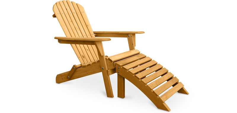 Chaise de terrasse avec repose-pieds - Chaise de jardin en bois - Alana