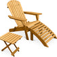 Adirondack Garden long Chair + Footrest + Table Wood Outdoor Furniture Set - Alana - gallery 1