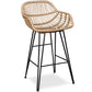 Taboret barowy z podłokietnikami - Styl Boho Bali - 65cm - Many