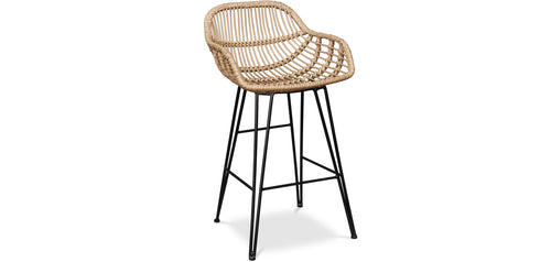 Tabouret de bar avec accoudoirs - Style Boho Bali - 65cm - Many