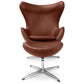 Armchair with egg-shaped footrest design - Leather upholstery - Brave