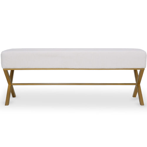 Bench Upholstered In Velvet Fabric With Golden Metal Frame - Vovi
