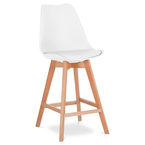 Stołek barowy Denisse w stylu skandynawskim, premium design, z poduszką - drewno
