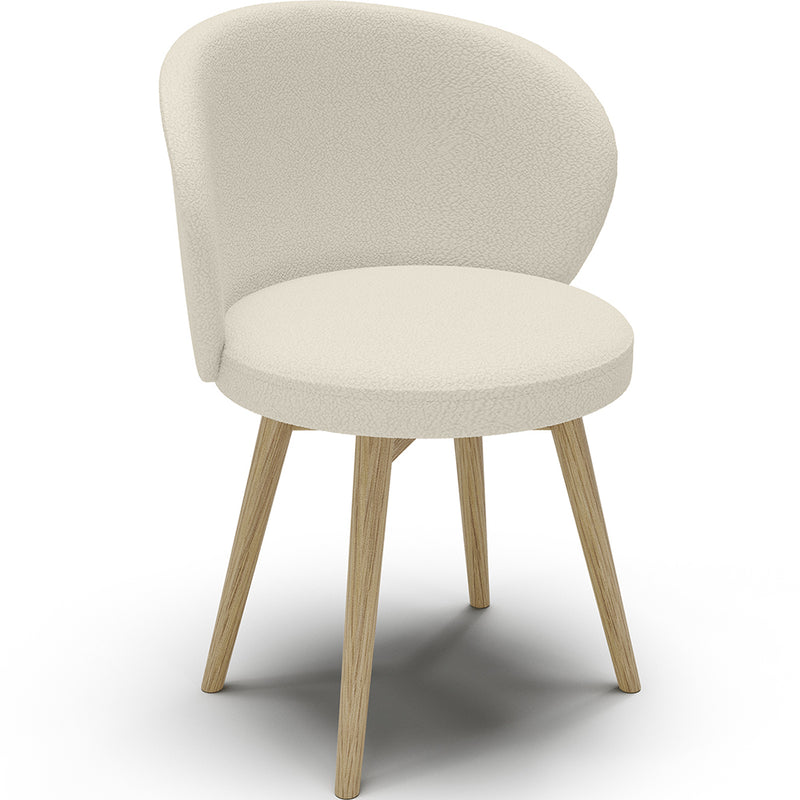 Sedia da pranzo rivestita in bouclé bianco - Yuna