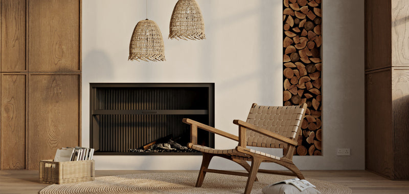 Lampe suspendue style bohème en rotin naturel - Linei
