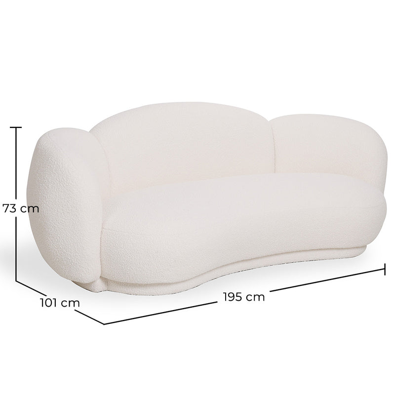 Curved Sofa Upholstered In White Bouclé – Modern And Elegant Design - Sorela