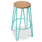 Taboret Okrągły - Design Industrialny - Drewno i Metal - 74cm - Hairpin