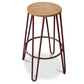 Taboret Okrągły - Design Industrialny - Drewno i Metal - 74cm - Hairpin