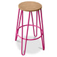 Taboret Okrągły - Design Industrialny - Drewno i Metal - 74cm - Hairpin