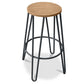 Taboret Okrągły - Design Industrialny - Drewno i Metal - 74cm - Hairpin