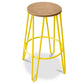 Taboret Okrągły - Design Industrialny - Drewno i Metal - 74cm - Hairpin