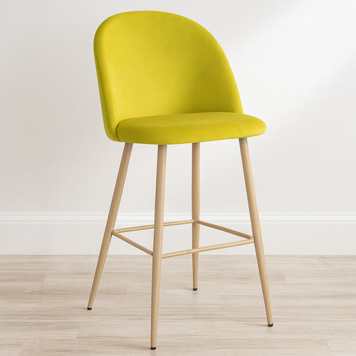 Velvet Upholstered Stool - Scandinavian Design - Evelyne - gallery 2