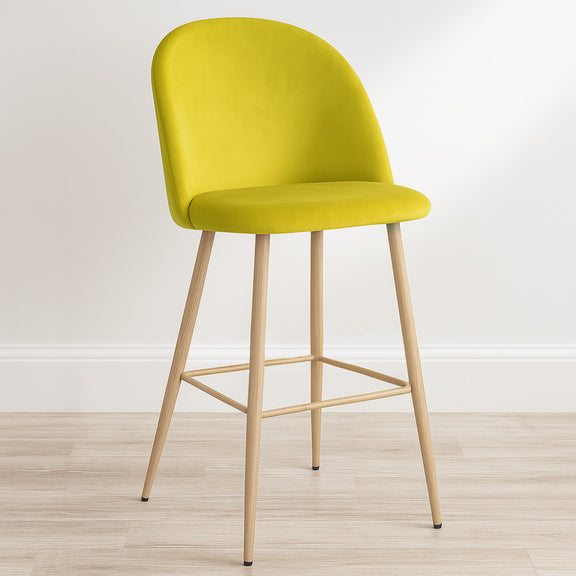 Velvet Upholstered Stool - Scandinavian Design - Evelyne - gallery 2