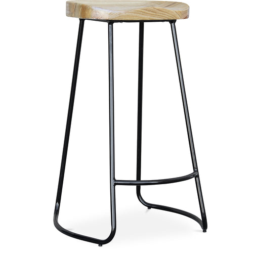 Taboret barowy - design industrialny - drewno i metal - 76cm - Adriel