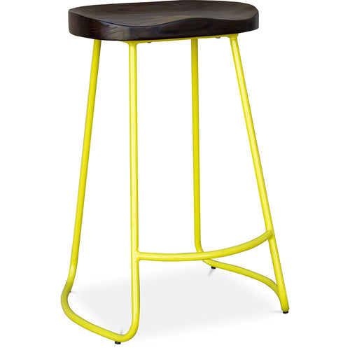 Taboret barowy - design industrialny - drewno i metal - 66 cm - Adriel