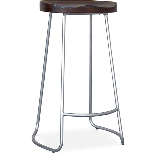 Taboret barowy - Design industrialny - Drewno i metal - 76 cm - Aiyana