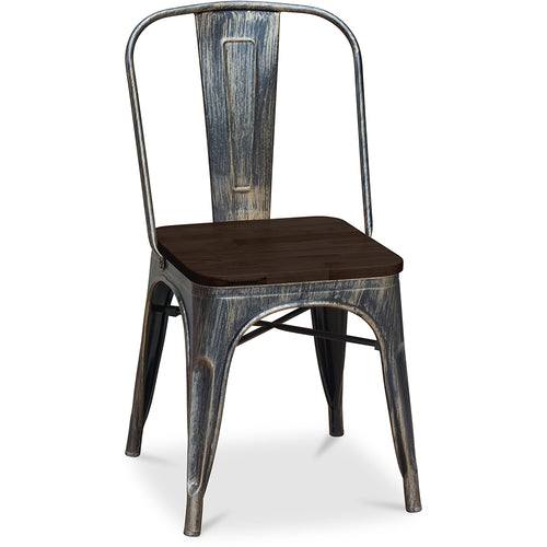 Chaise de salle à manger - Design Industriel - Bois et Acier - Stylix