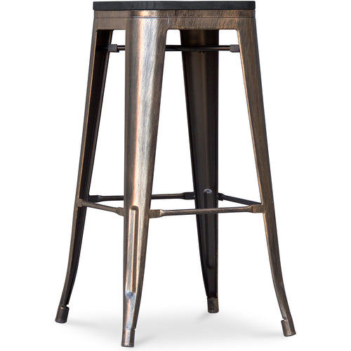 Tabouret de Bar - Design Industriel - Bois & Métal - 76cm - Stylix