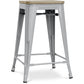 Industrialny stołek barowy - drewno i stal - 61cm - Stylix