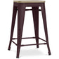 Industrialny stołek barowy - drewno i stal - 61cm - Stylix