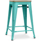 Industrialny stołek barowy - drewno i stal - 61cm - Stylix